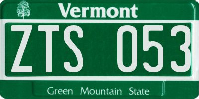 VT license plate ZTS053