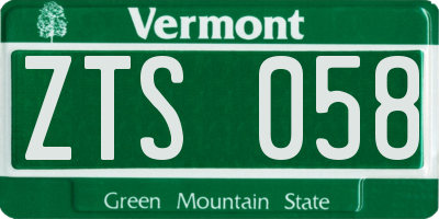 VT license plate ZTS058