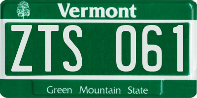 VT license plate ZTS061