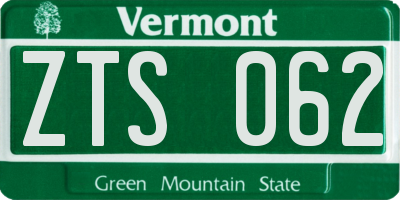 VT license plate ZTS062