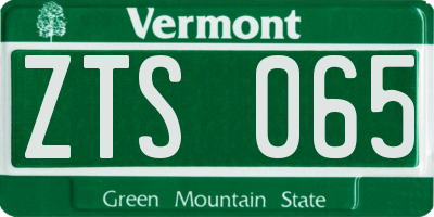 VT license plate ZTS065
