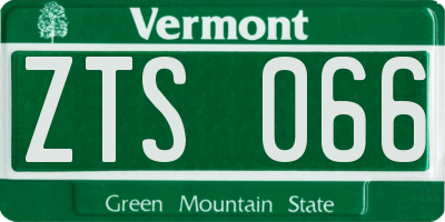 VT license plate ZTS066