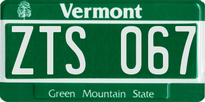 VT license plate ZTS067