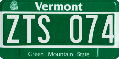 VT license plate ZTS074