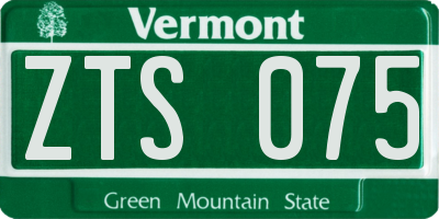 VT license plate ZTS075