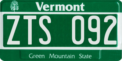 VT license plate ZTS092