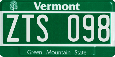 VT license plate ZTS098