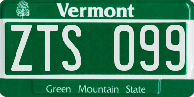 VT license plate ZTS099