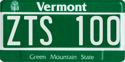 VT license plate ZTS100