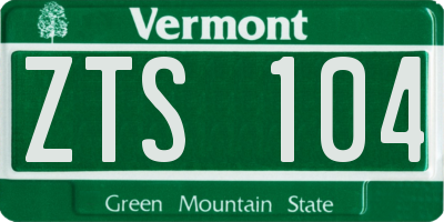 VT license plate ZTS104