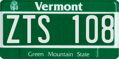 VT license plate ZTS108