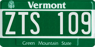 VT license plate ZTS109