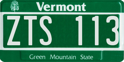 VT license plate ZTS113