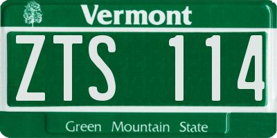 VT license plate ZTS114