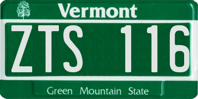 VT license plate ZTS116