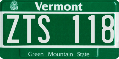 VT license plate ZTS118