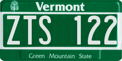 VT license plate ZTS122