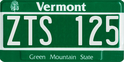 VT license plate ZTS125