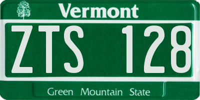 VT license plate ZTS128
