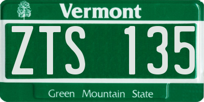 VT license plate ZTS135