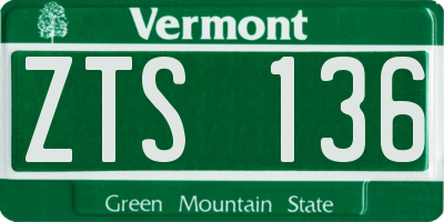 VT license plate ZTS136