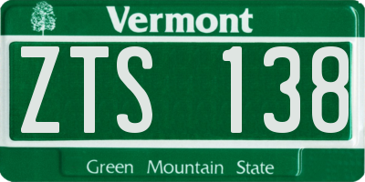 VT license plate ZTS138