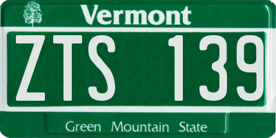 VT license plate ZTS139