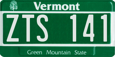 VT license plate ZTS141