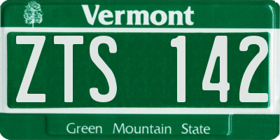 VT license plate ZTS142