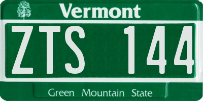 VT license plate ZTS144