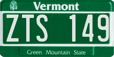 VT license plate ZTS149