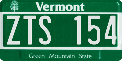 VT license plate ZTS154