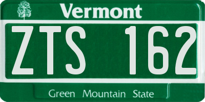 VT license plate ZTS162