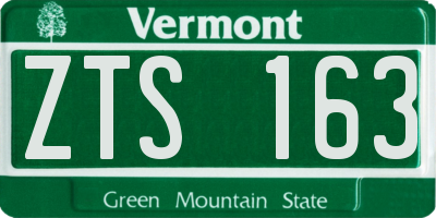 VT license plate ZTS163