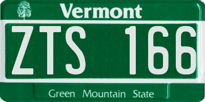 VT license plate ZTS166