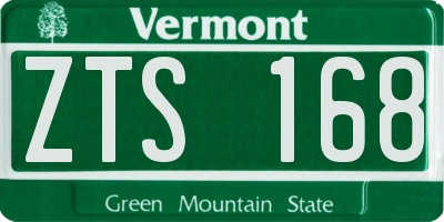 VT license plate ZTS168