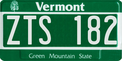 VT license plate ZTS182