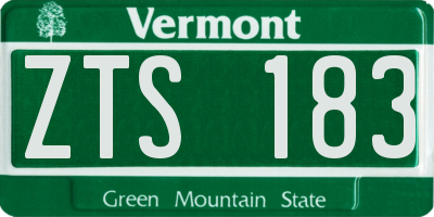 VT license plate ZTS183