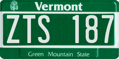VT license plate ZTS187