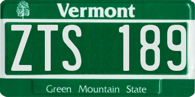 VT license plate ZTS189