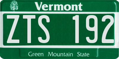 VT license plate ZTS192