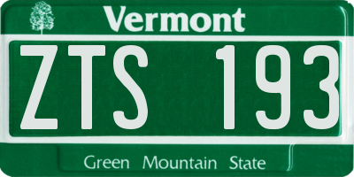 VT license plate ZTS193