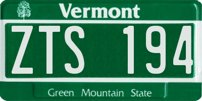 VT license plate ZTS194