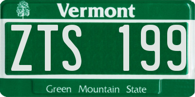 VT license plate ZTS199