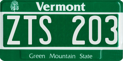 VT license plate ZTS203