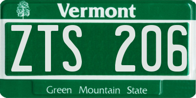 VT license plate ZTS206