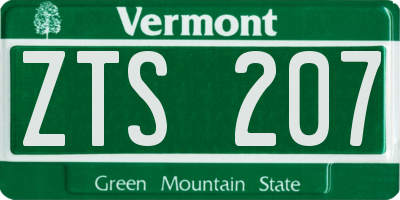 VT license plate ZTS207