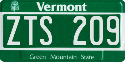 VT license plate ZTS209