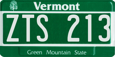 VT license plate ZTS213