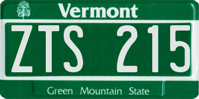 VT license plate ZTS215